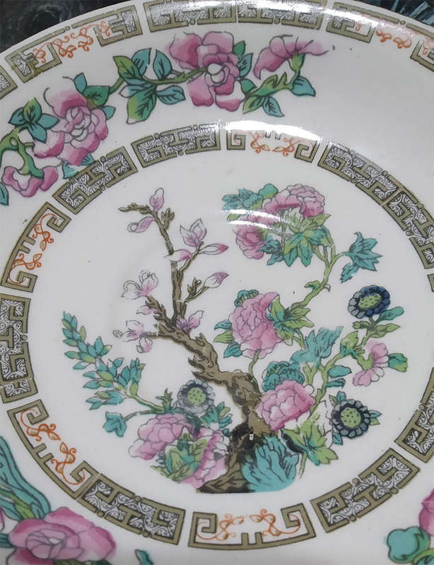 2 Saucers - Wedgwood "Napoleon Ivy" & Morley Ware "Indian Tree"
