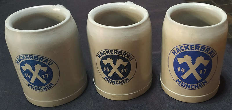 3 x Vintage Hackerbrau Munchen 1417 Ceramic Beer Mugs