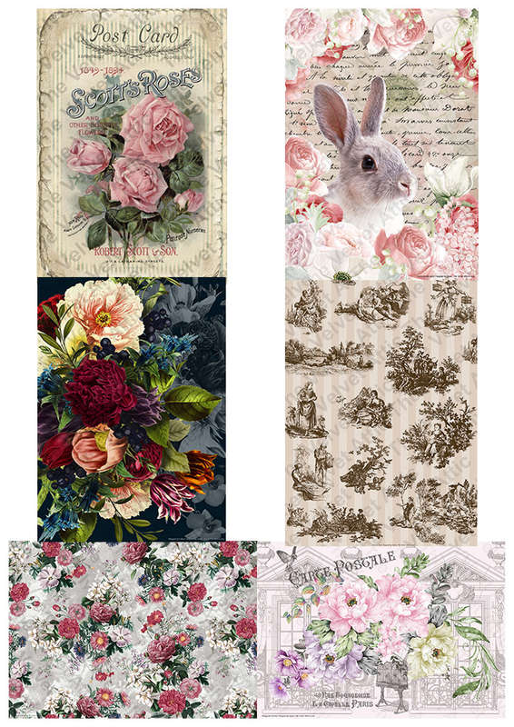 Set of 6 Velvet Attic Decoupage Papers