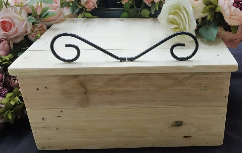 Large Raw Pallet Wood Rustic Bread Bin with metal Decor Handle & Hinges