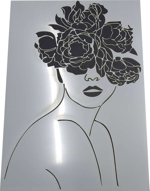 Stencil - Peony Lady - A2