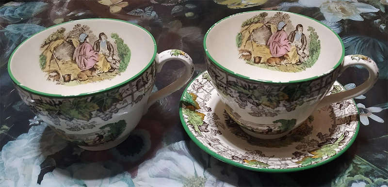 2 Cups & 1 Saucer - Spode Byron Multicolour London