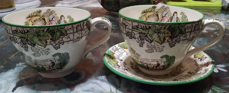 2 Cups & 1 Saucer - Spode Byron Multicolour London
