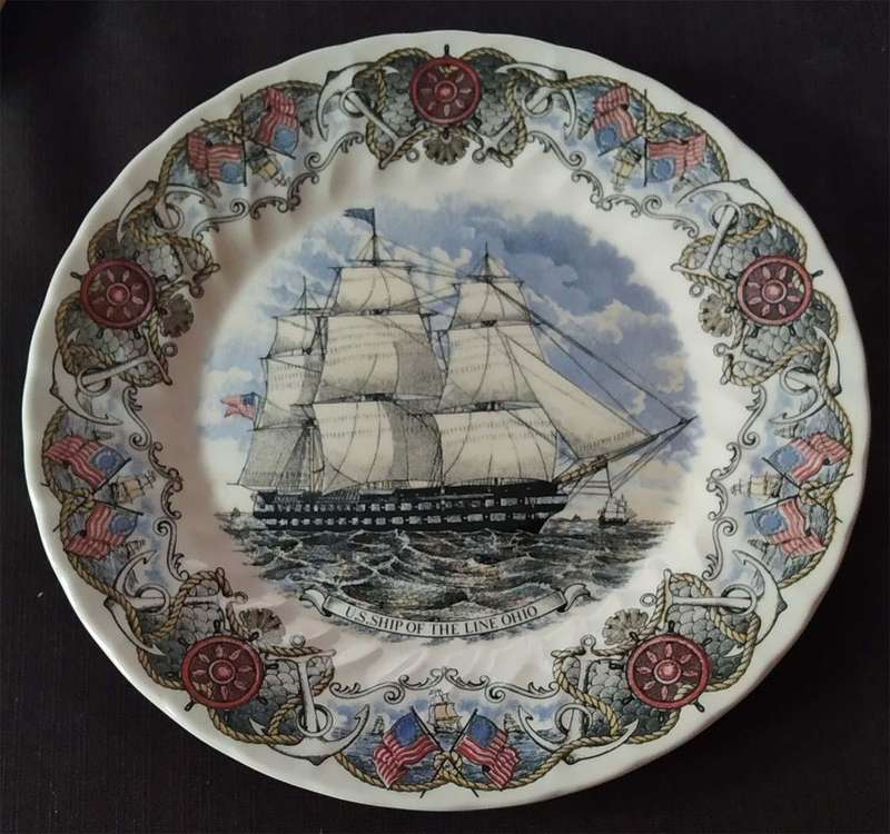 U.S. Ship of the Line Ohio Ornamental Plate - Currier & Ives