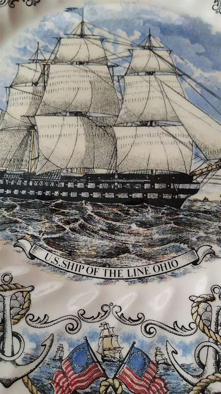U.S. Ship of the Line Ohio Ornamental Plate - Currier & Ives