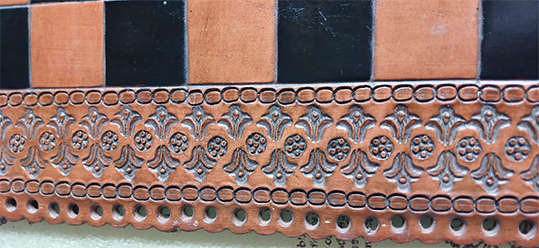 Vintage Handmade & Tooled Solid Leather Chess Board