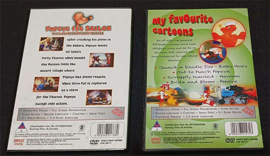 Set of 2 DVD's - Popeye the Sailor, Baby Huey, Herman.