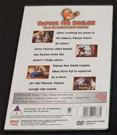 Set of 2 DVD's - Popeye the Sailor, Baby Huey, Herman.