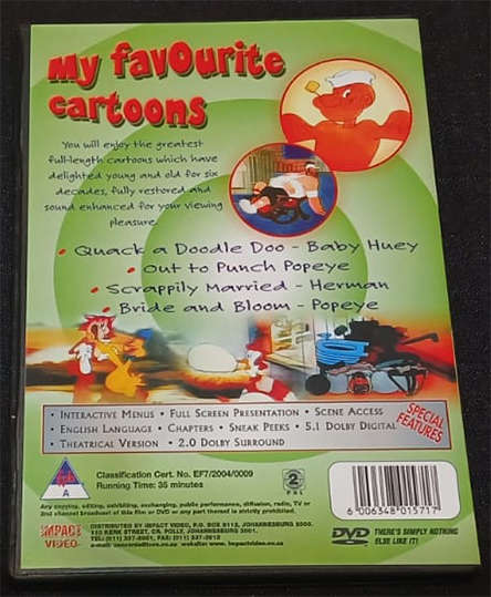 Set of 2 DVD's - Popeye the Sailor, Baby Huey, Herman.