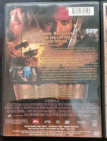 Set of 2 DVD's - Pirates of the Caribbean & Indiana Jones