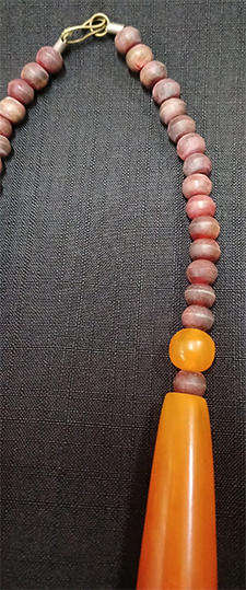 Chunky Orange Beads & Round Pendent Necklace