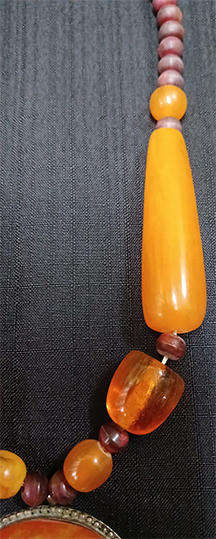 Chunky Orange Beads & Round Pendent Necklace