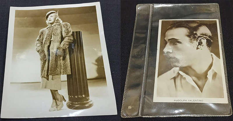 Vintage Photo Ginger Rogers & Postcard Rudolf Valentino