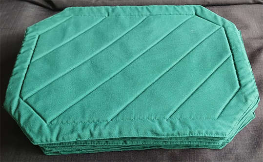 Set of 10 Green Quilted Fabric Placemats