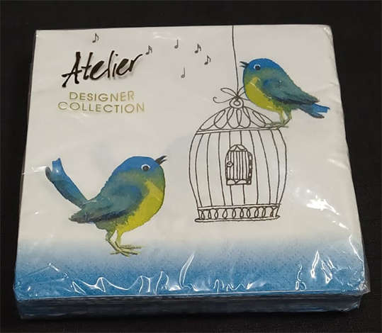 Imported Pack of 2 Blue Birds & Bird Cage Serviettes - 20 Serviettes x 3Ply