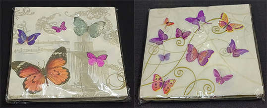 2 Packs of 20 Serviettes x 2Ply - Butterfly Fountain & Butterfly Swirls