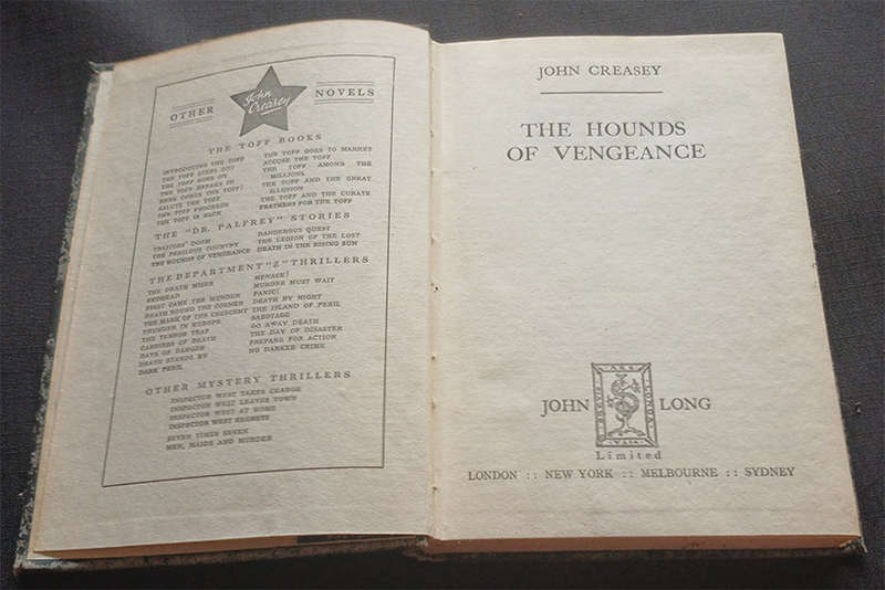 The Hounds of Vengeance by John Creasey (1st Edition)