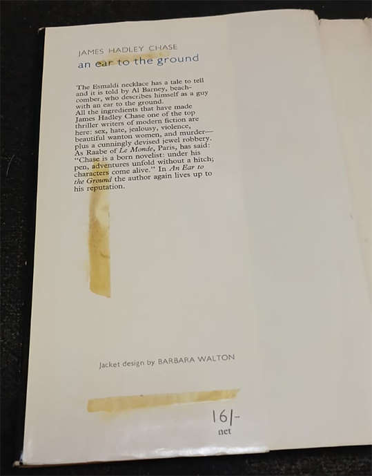 An ear to the Ground by James Hadley Chase (1st Edition)
