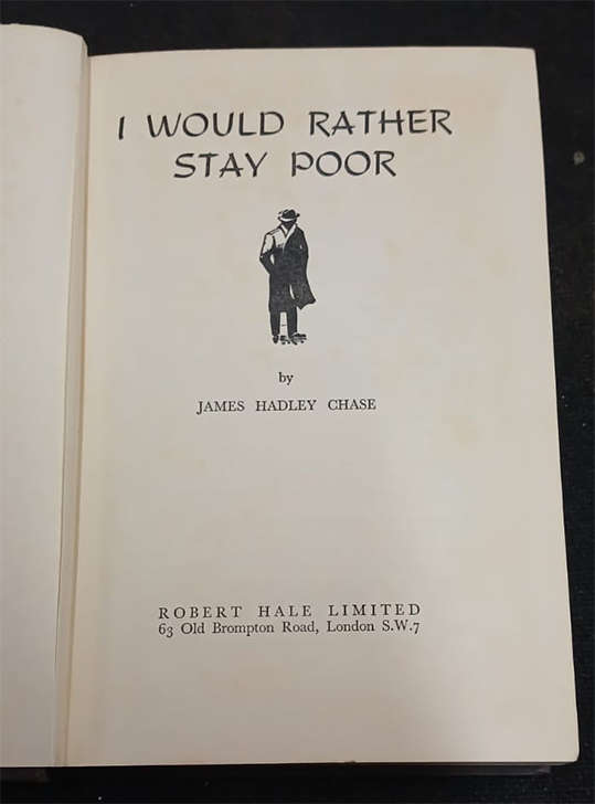 I Would Rather Stay Poor by James Hadley Chase (1st Edition)