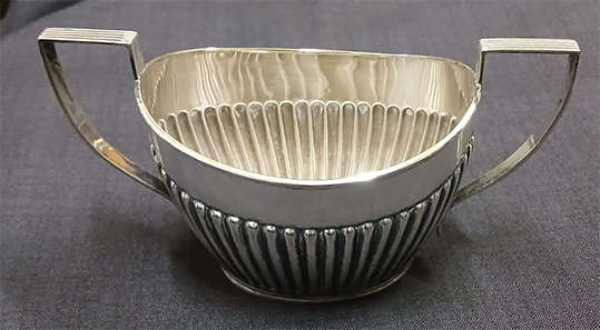 Antique Silver Plated Twin Handled Gadrooned Sugar Bowl - EPNS JD&S 7727 2 Hard Soldered