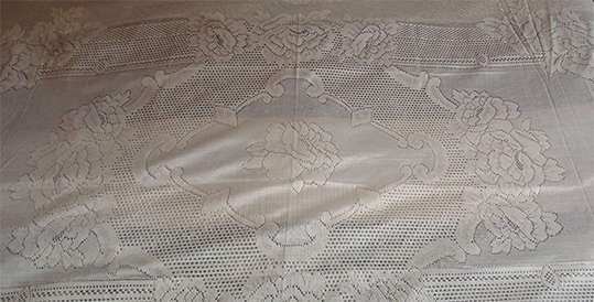 Vintage Patterned Cream Tablecloth - Size 2.4x1.5m