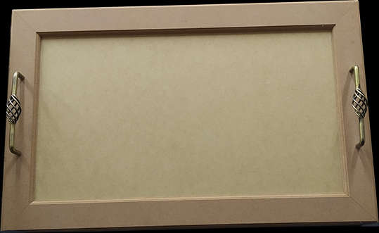 Raw MDF Serving Tray with metal Birdcage Handles