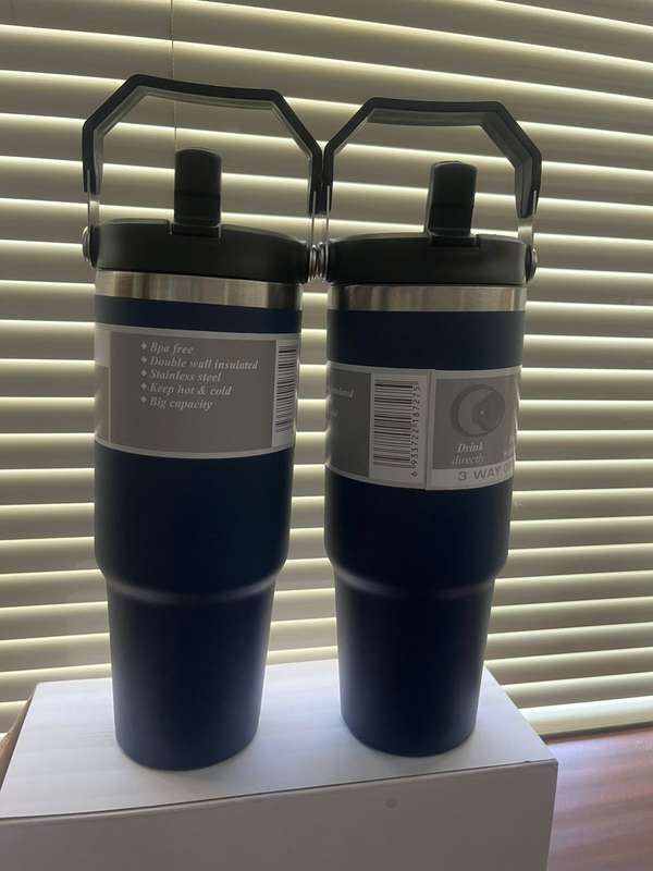 0.89L Stainless Steel Tumbler with Straw, Vacuum Insulated Water Bottle combo pack 2x