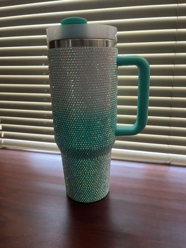 1.2L Tumbler with Handle, Straw & Lid, Diamante design