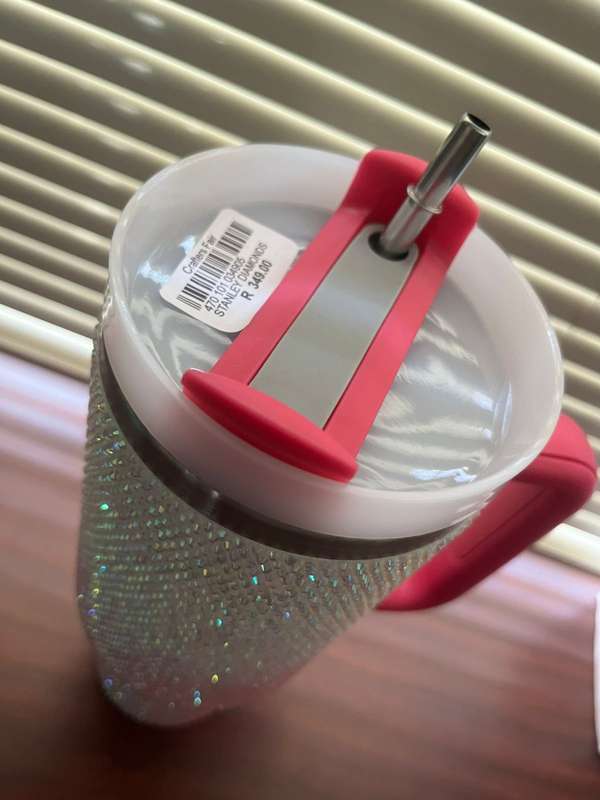 1.2L Tumbler with Handle, Straw & Lid, Diamante design