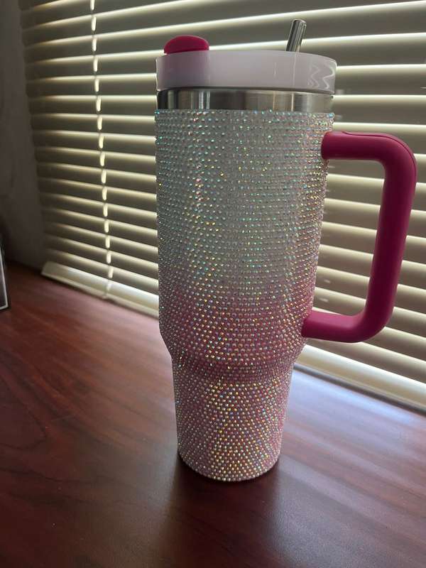 1.2L Tumbler with Handle, Straw & Lid, Diamante design