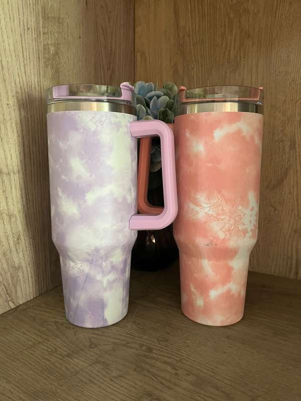 Double Wall Stainless Steel Travel Tumblers- 1.2L **pinky peachy & purple ** combo pack 2