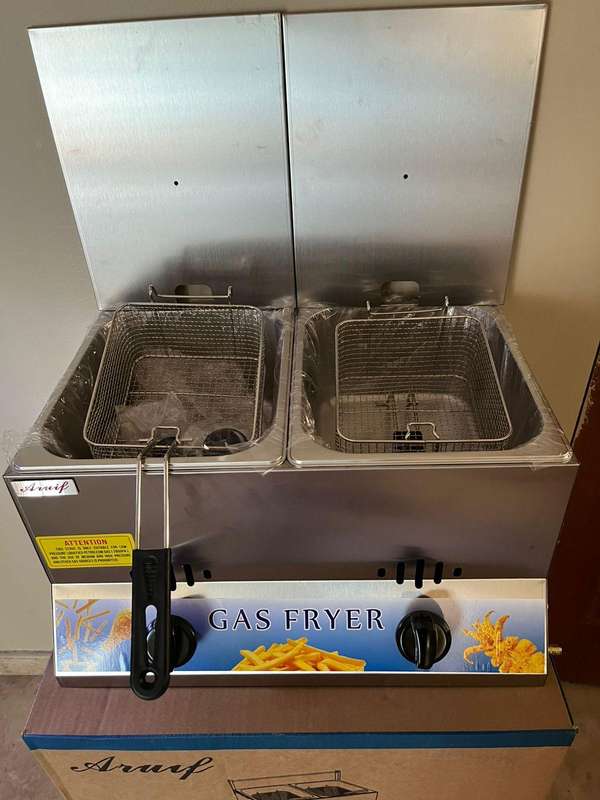 ARUIF - 6L + 6L Double Tank Commercial Grade Gas Deep Fryer 12 L