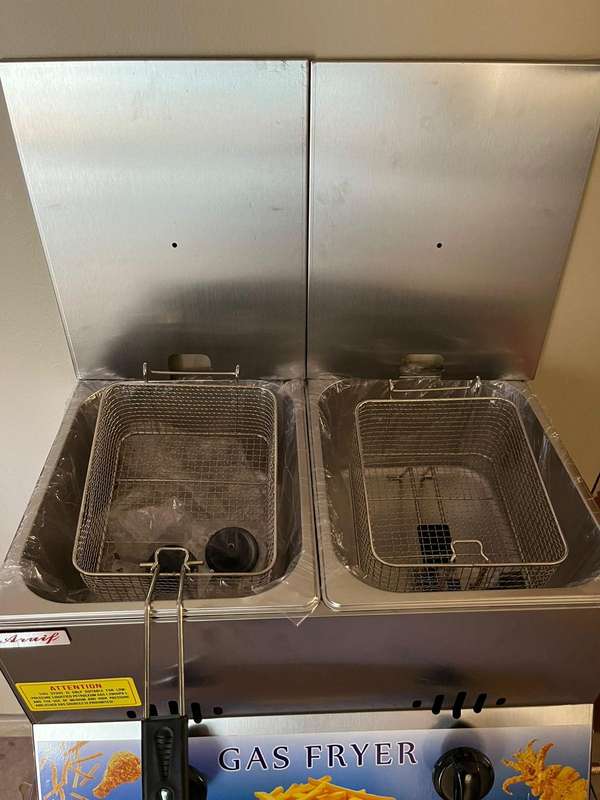 ARUIF - 6L + 6L Double Tank Commercial Grade Gas Deep Fryer 12 L