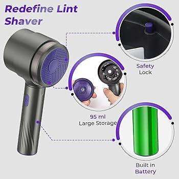 Rechargeable Lint Remover for Clothing Sweater Fabric Shaver - 6 Blades