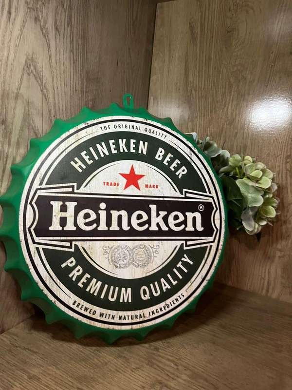 Heineken Beer Metal Wall Sign  Vintage Bar Decor