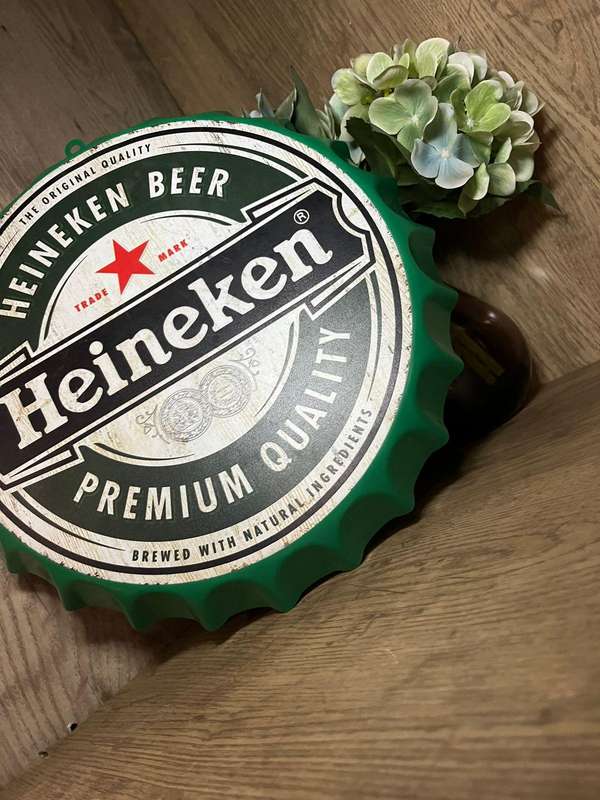 Heineken Beer Metal Wall Sign  Vintage Bar Decor