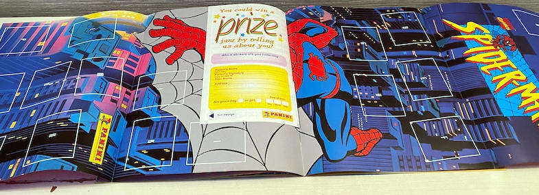 Album PLUS 50 X Sealed PACKS of Panini 1995 Spider-Man Animated Series Stickers