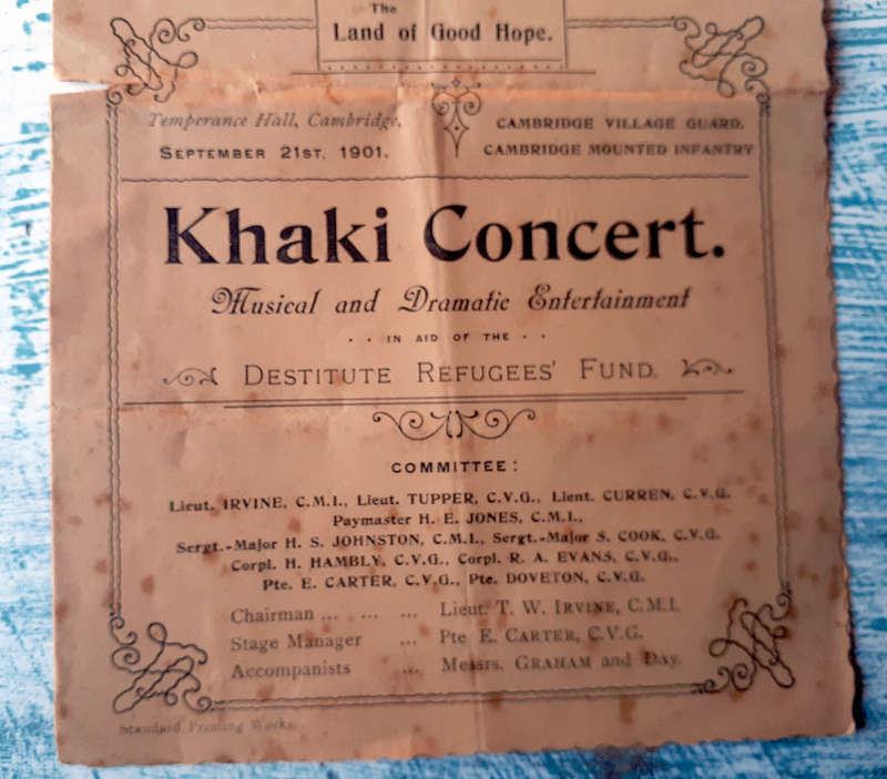 Boer War Ephemera Khaki Concert Destitute Refugees Fund Program 1901