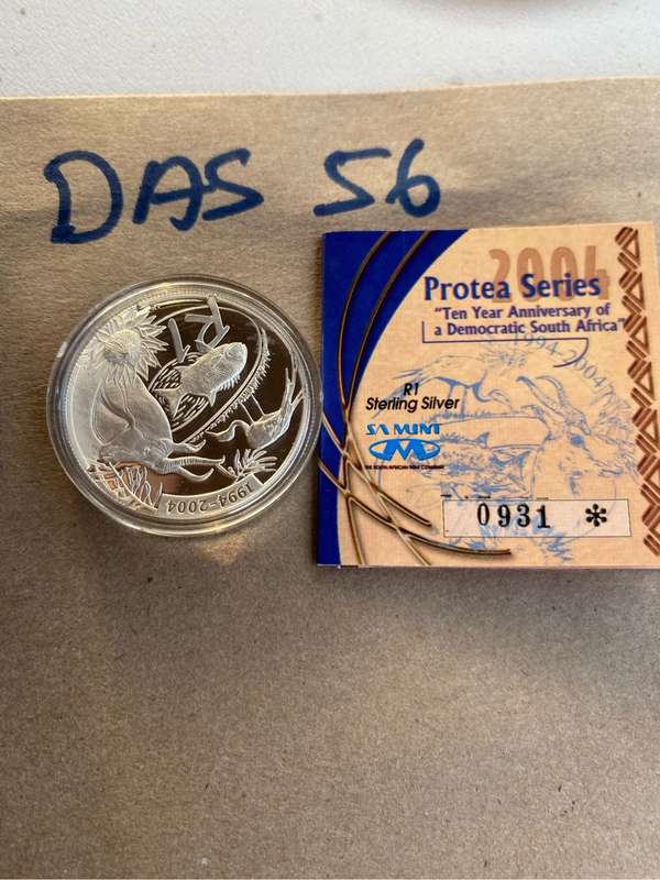 Proof silver Ten years anniversary of democracy coin set not to be missed. Not seen on auction