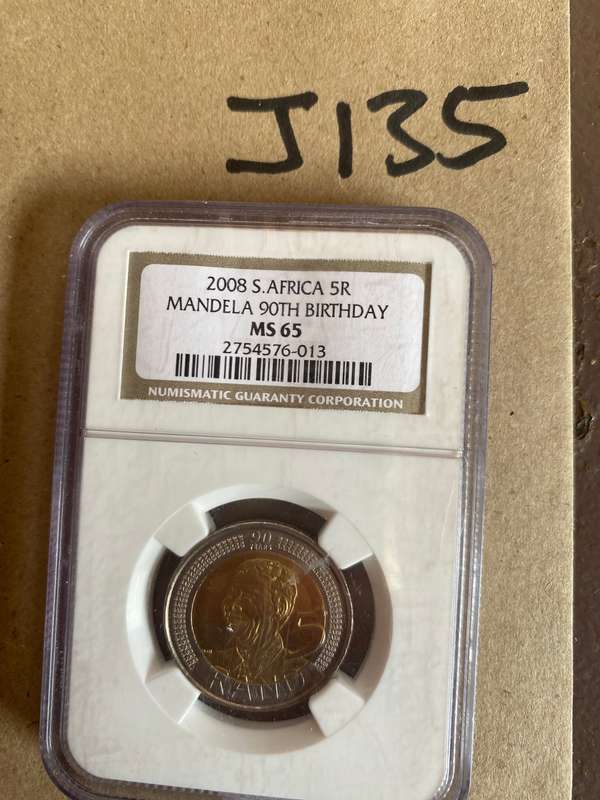 Highly sought after 2008 South Africa Mandela Birthday R5 - MS65