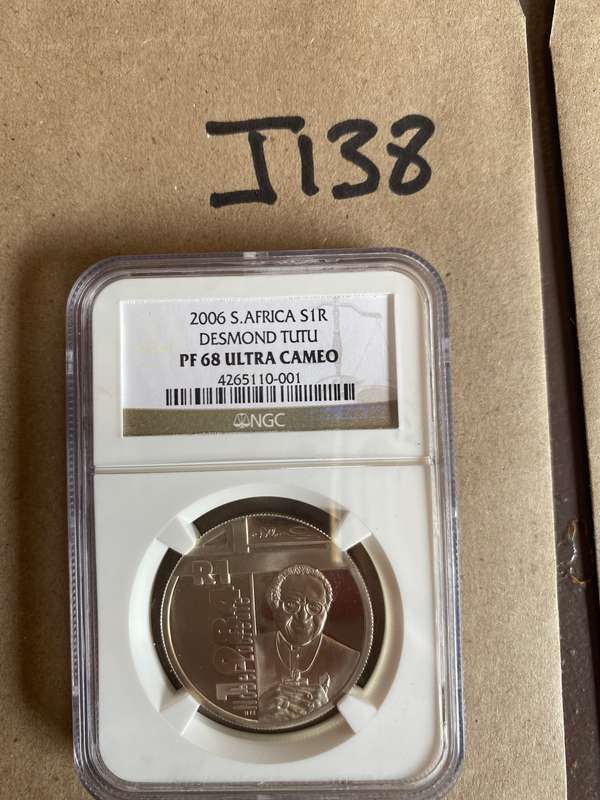 Excellent South Africa Silver Proof R1 - Desmond Tutu - PF 68 Ultra Cameo