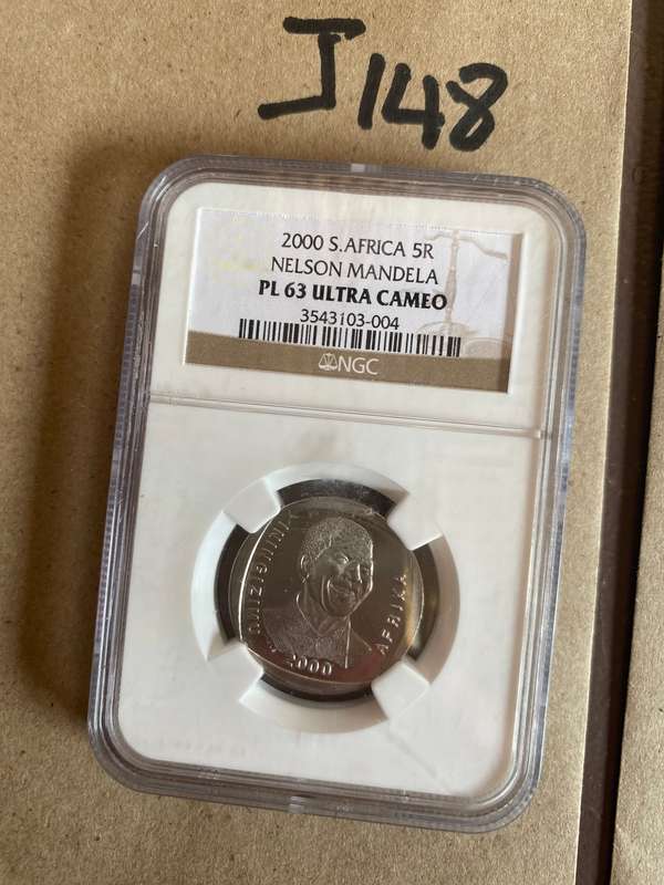 RARE - 2000 South Africa R5 - NGC Graded Prooflike - PF 63 UC