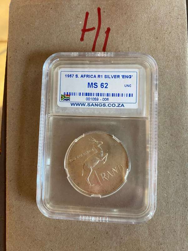 1967 South Africa Silver R1 Graded MS 62 - English