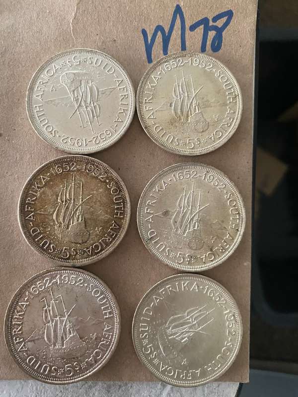 Excellent UNC 1952 Union 5 shillings- x 6 - Dont miss out on this great looking coins