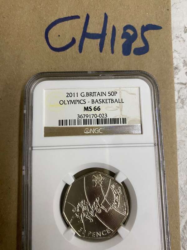 2011 Great Britain 50 P - Olympics, Basketball, NGC Graded, MS66