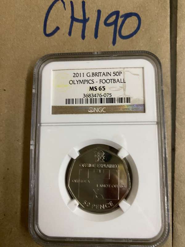 2011 Great Britain 50 P - Olympics, FOOTBALL, NGC Graded, MS65