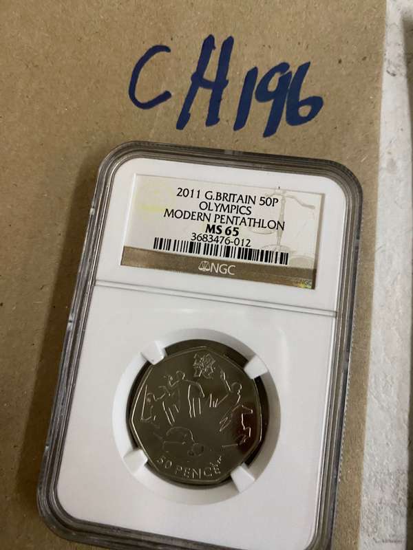 2011 Great Britain 50 P - OlympicS, MODERN PENTATHLON, NGC Graded, MS65