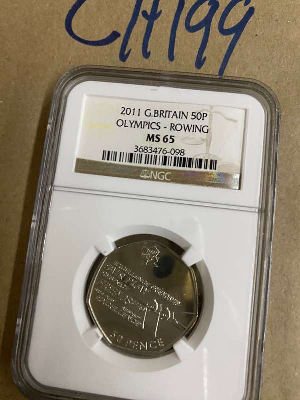 2011 Great Britain 50 P - Olympics, ROWING, NGC Graded, MS65
