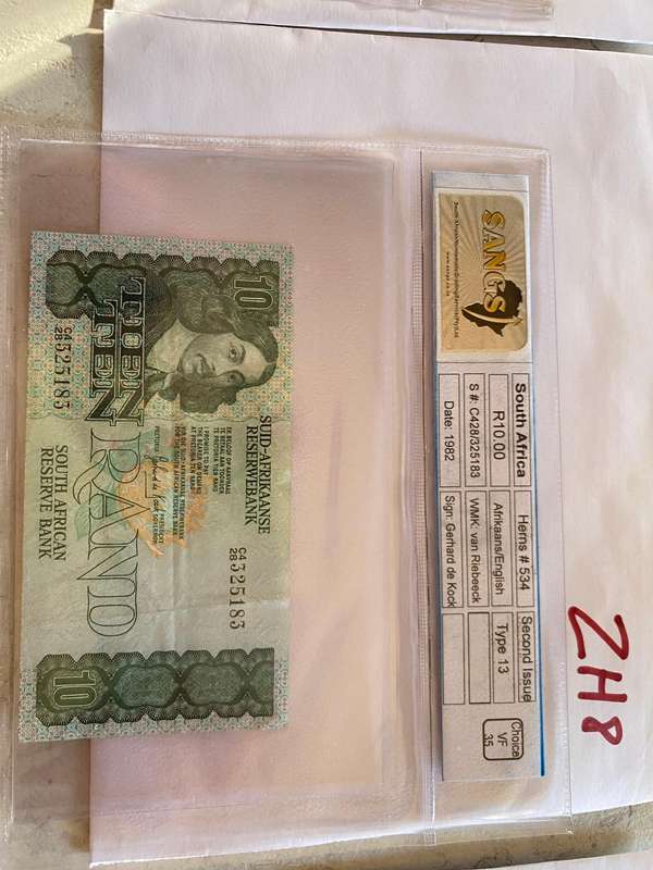 South Africa Second issue R10.00 bank note - Gerhard de Kock - SANGS graded VF35