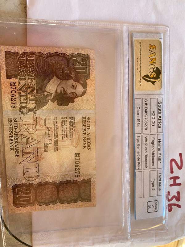 1984 South Africa R20,00, Gerhards de Kock - van Roebeeck, VF 35